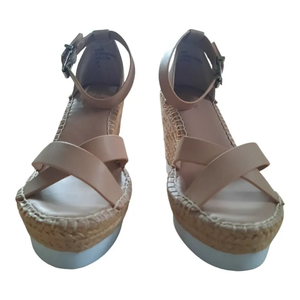 Charles David Beige Espedrille Platform Sandals